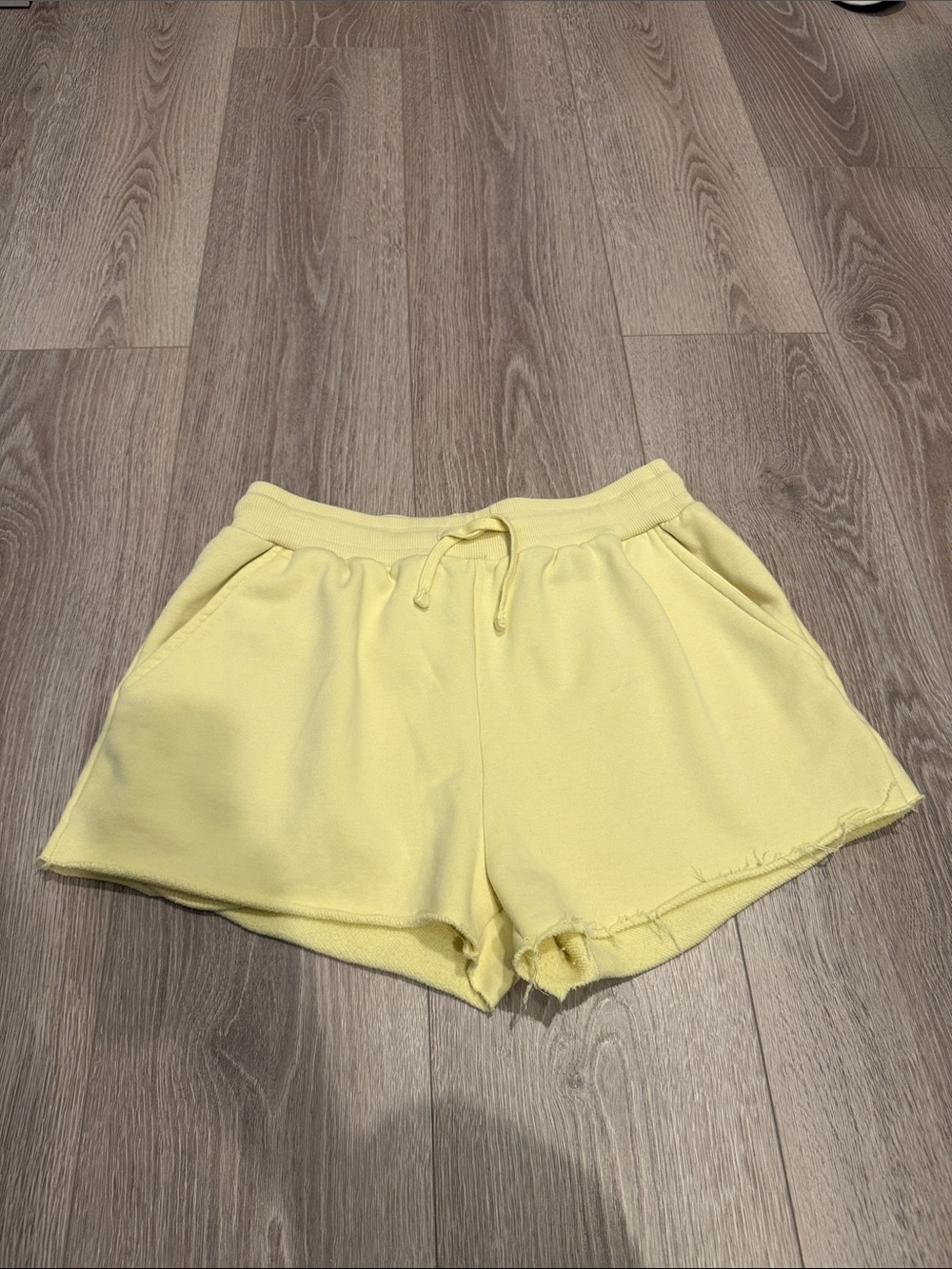 YoungLA Light Butter Yellow Terry Shorts Size Medium